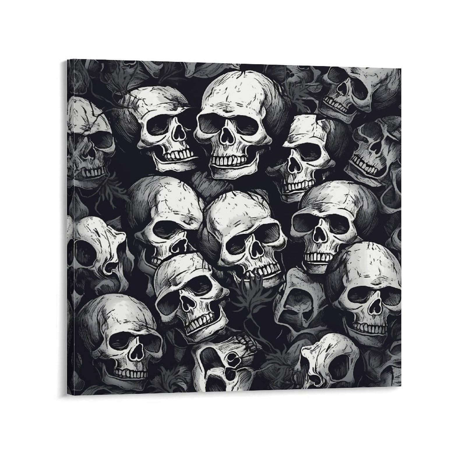 KLOPH Skulls Pattern Canvas Wall Art for Living Room 12x12inch Modern Artwork Painting for Bathroom Hanging Canvas Prints Aesthetic Wallart for Bedroom Kitchen Office Wall Decor