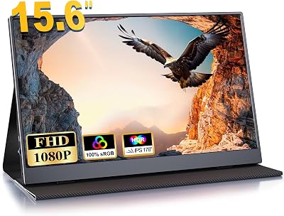 COOLHOOD Monitor Portatile 15,6 Pollici IPS, FHD 1080P 100% sRGB, Schermo Esterno USB-C/Mini HDMI, Compatibile con Laptop/PC/Telefono/PS5