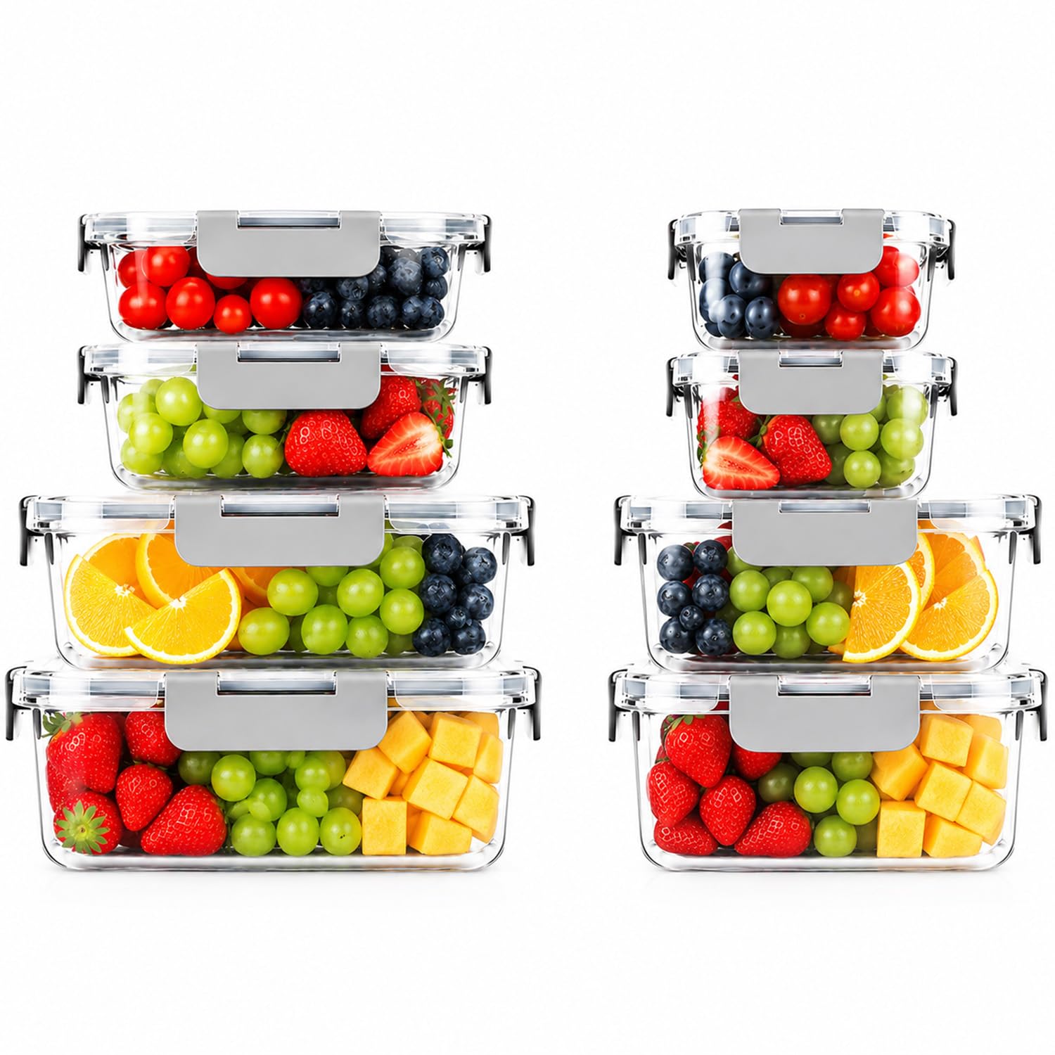 OFFASST Glasbehälter mit Deckel, Meal Prep Boxen & Frischhaltedosen aus Borosilikatglas, BPA-frei & luftdicht für Mikrowelle & Spülmaschine I Food Storage Container