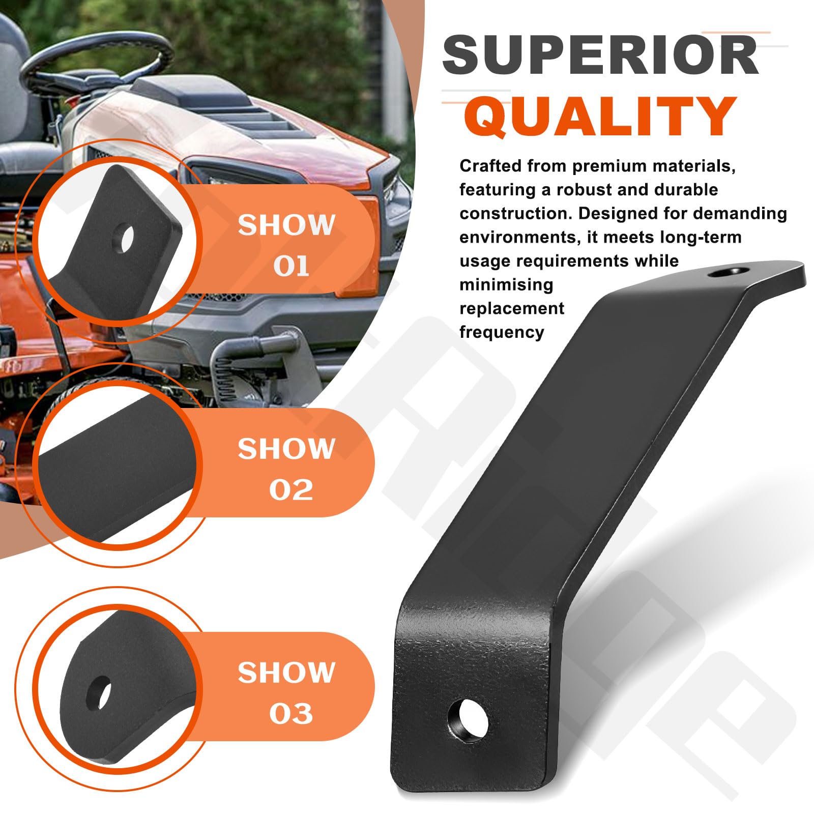 585670801 585670802 585670803 Staffa di serraggio per cinghia dinamometrica (mano destra) compatibile con tosaerba Husqvarna LTH1738, TS242, TS243, YT46LS, YT48XLS, YT48DXLS, YTH18542, YTH18542