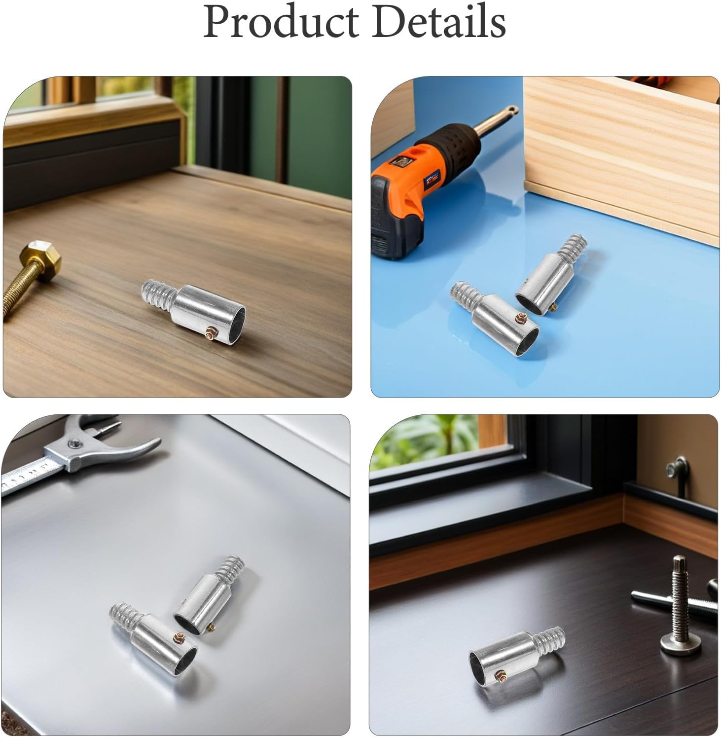 Mipcase Threaded Broom Handle Adapter Metal Tip for 25mm Tubes