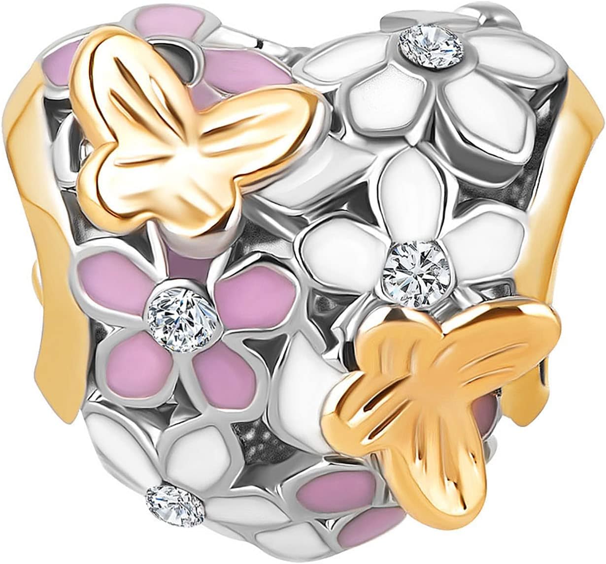 Flower and Butterfly Charm Compatible with Pandora Charms Bracelets - Image 2