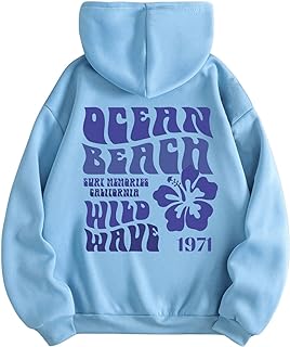 SweatyRocks Women's Letter Graphic Hoodie Long Sleeve Pullovers Sweatshirts | Cute Hoodies,Preppy Oversized Drop Shoulder Sweatshirt, Winter Fall Outfits