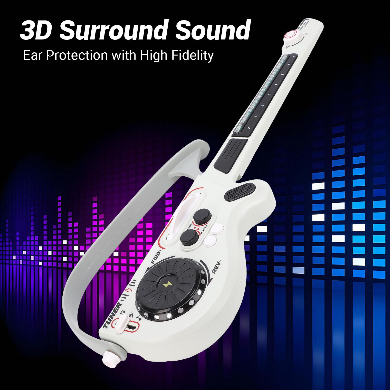 Asixxsix Guitarra Eléctrica para Niños, Guitarra Inteligente sin Cuerdas para Niños de 3 a 5 Años, Eléctrica para de 5 a 9 Años con Luces LED Integradas para DJ y Batería Recargable de 800 MAh para