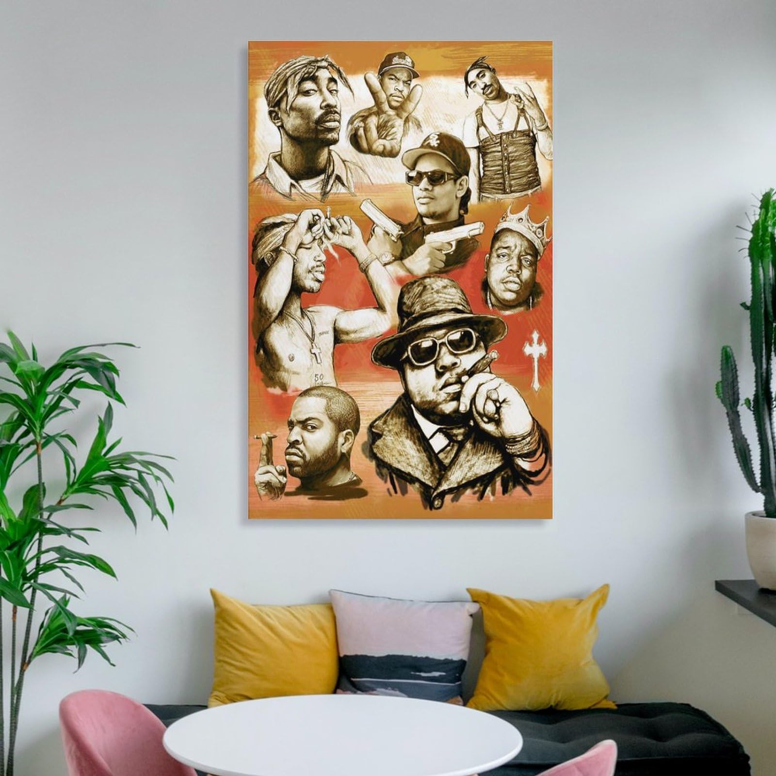Poster su tela, motivo: cantante rap, hip hop, tutte le stelle, stampa artistica da parete, decorazione per la casa, poster artistico, 60 x 90 cm