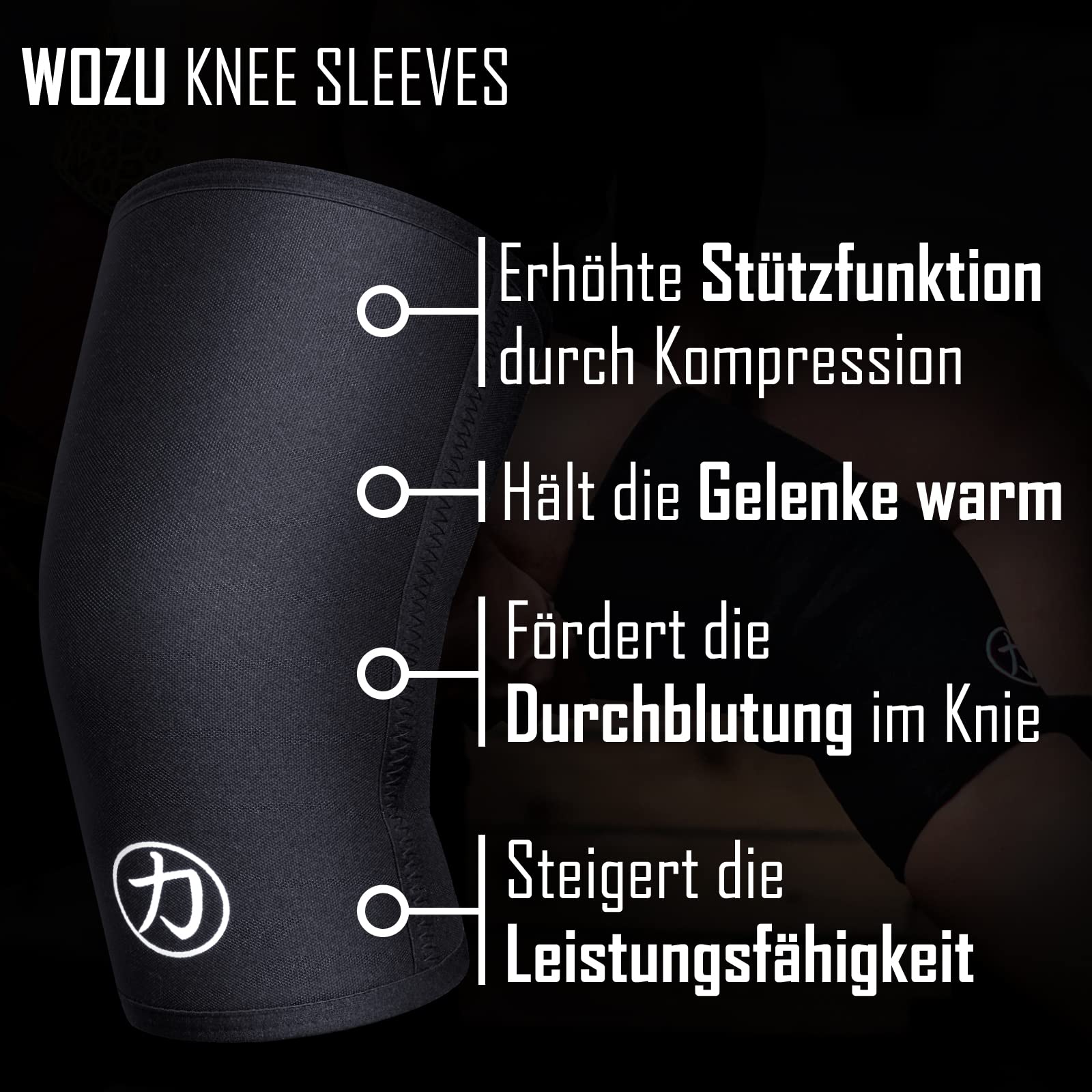 Strength Shop 5mm Neopren Kniebandage für Damen & Männer, 1 Paar, Farbe: Schwarz, extrem reißfeste und belastbare Knee Sleeves, ideal für Weightlifting, Kraftsport & Co.
