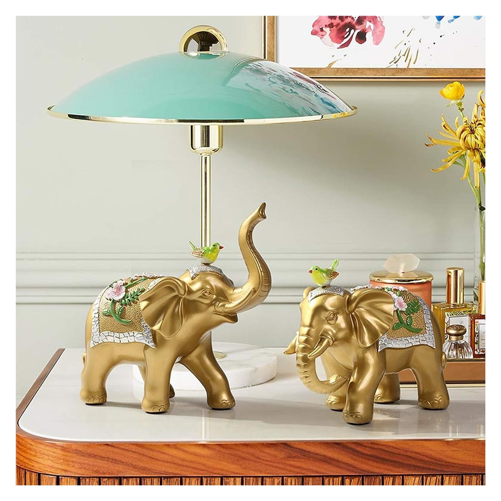 Regali Portafortuna Scultura da Tavolo Elefante Cinese Decorazione Fortuna Feng Shui Coppia di Elefanti Soggiorno Ufficio Scrivania Statua di Elefante Decorazione Apertura Inaugu