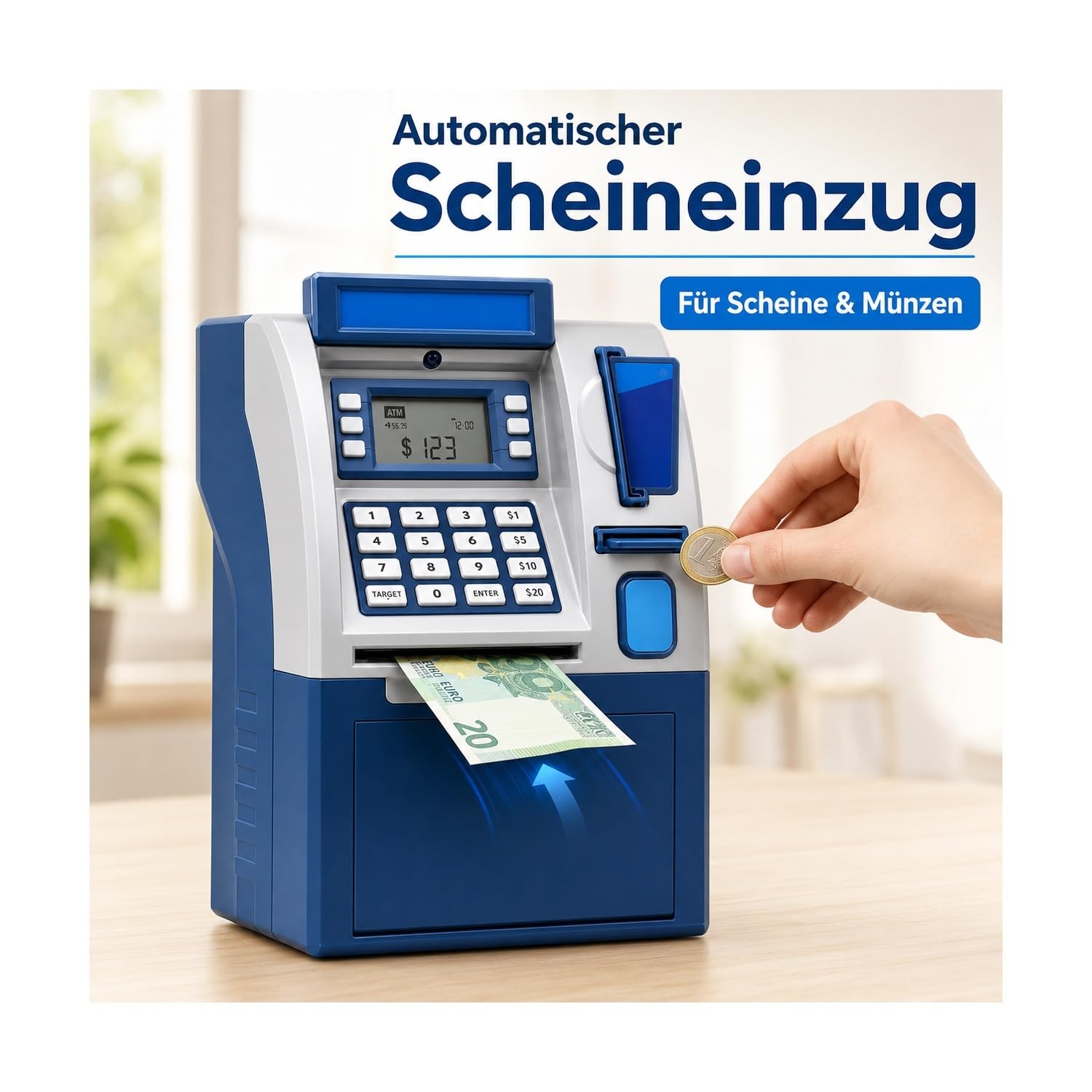 Elektronische Spardose Kinder mit PIN-Code & Karte, Sound & Licht