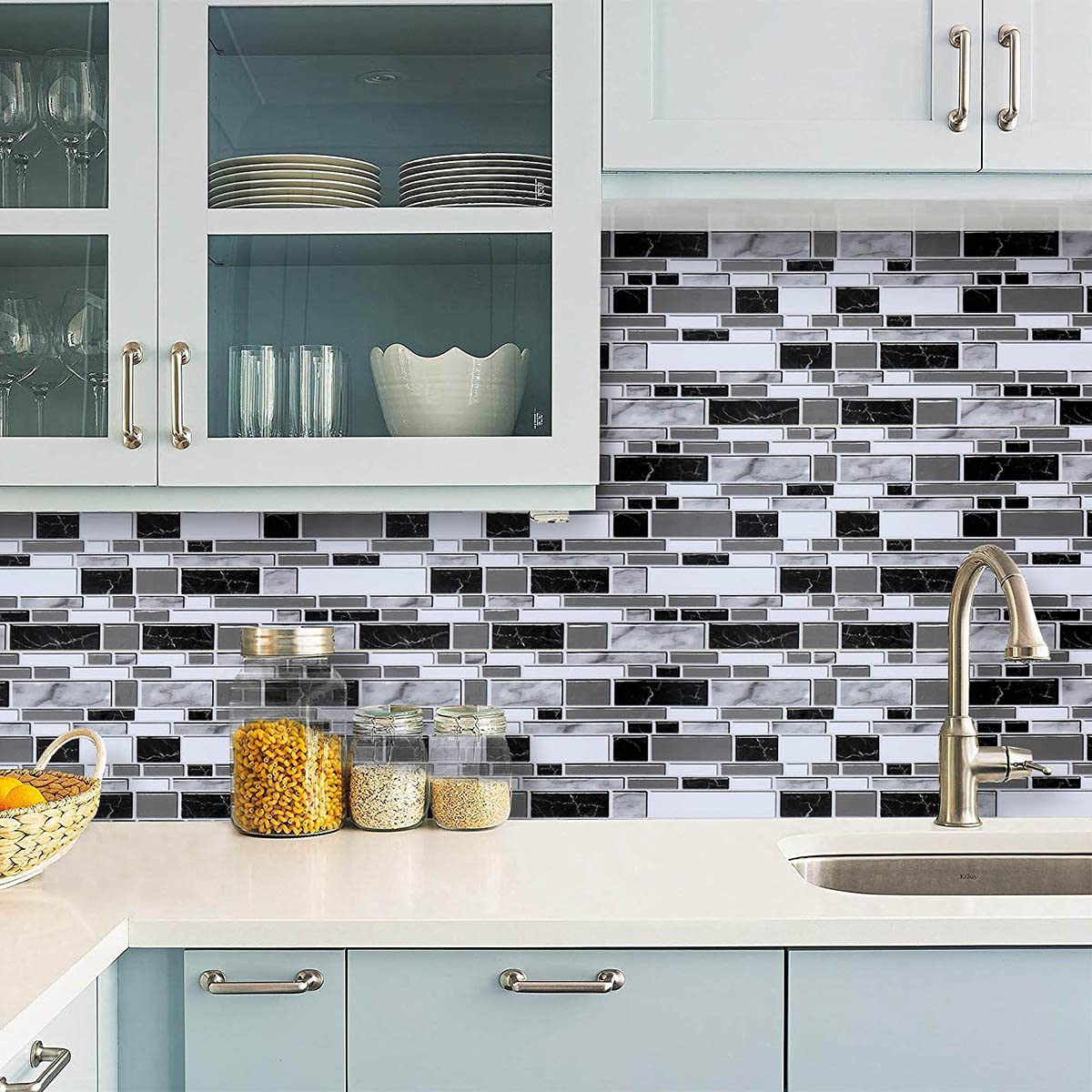 Livebor Black and White Peel and Stick Backsplash Kitchen Wallpaper 11