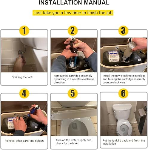 Miniatura 5 de Paquete de 2 piezas de repuesto para cartuchos de pistón de inodoro C-100500-K Flushmate adecuadas para sistemas de tanque Flushmate Series 500,