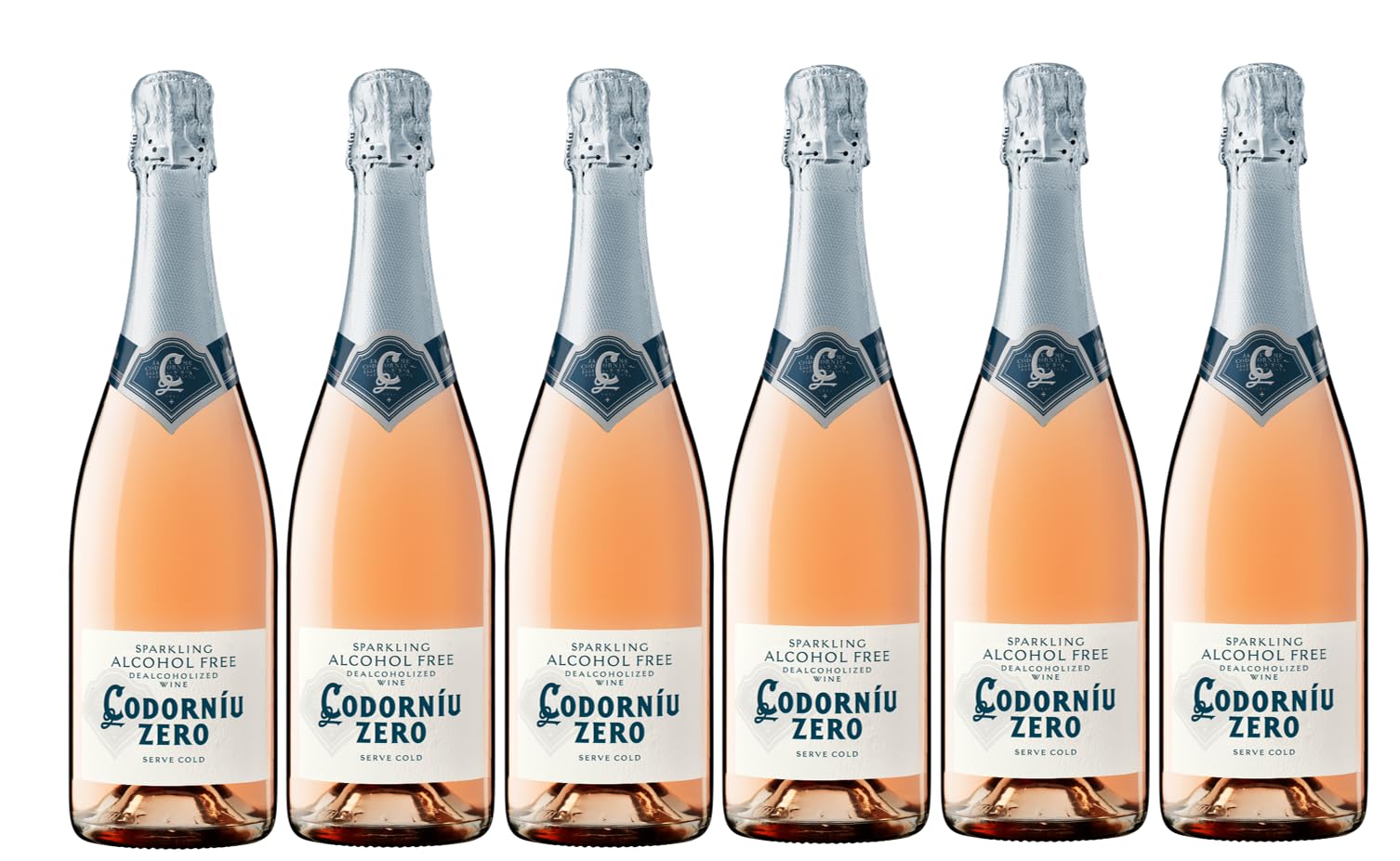 Codorníu Zero Rosé - Espumoso sin alcohol rosado, pack 6 botellas, 75cl