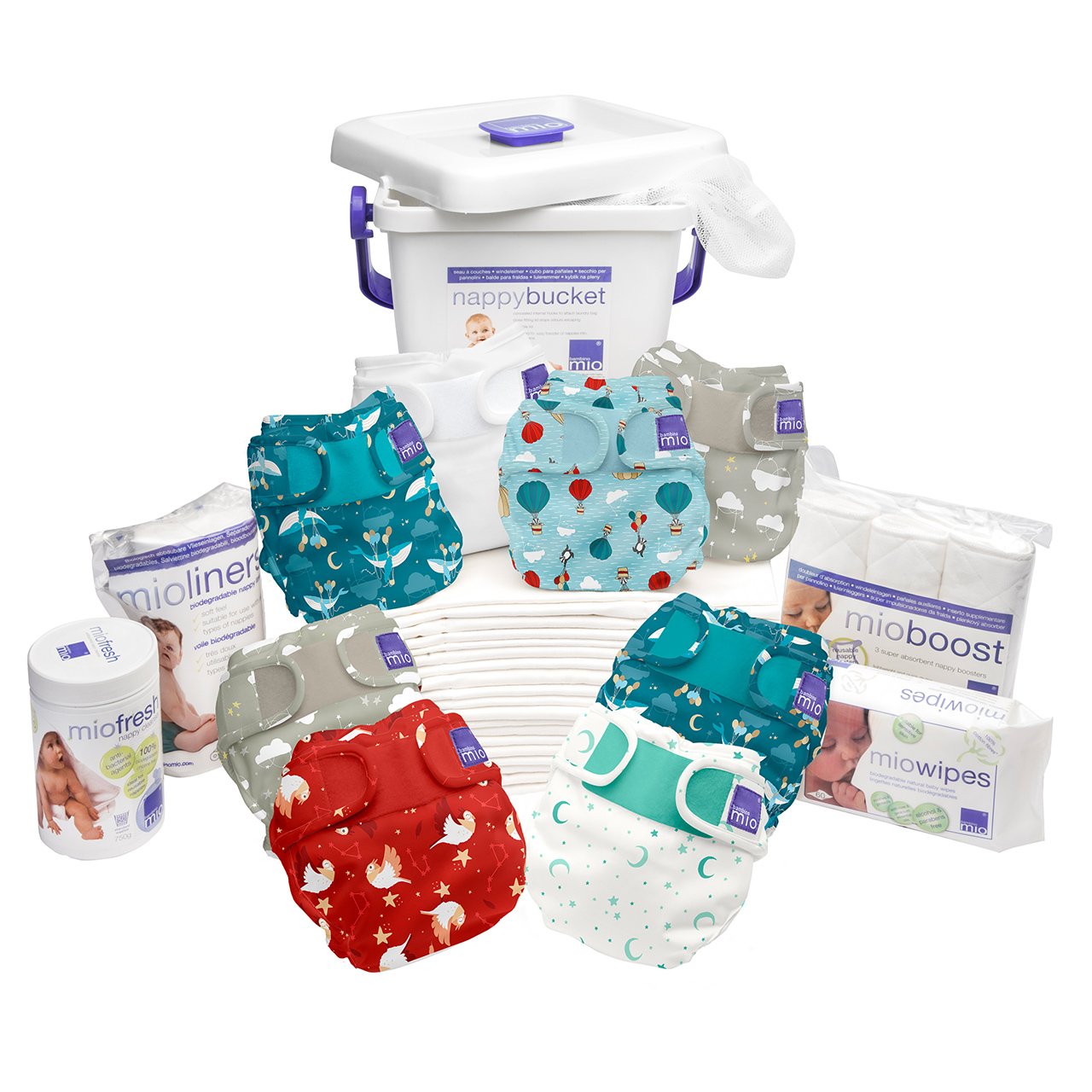 Bambino Mio, Miosoft Cloth Diaper Premium Birth to Potty Pack, Dream Traveler