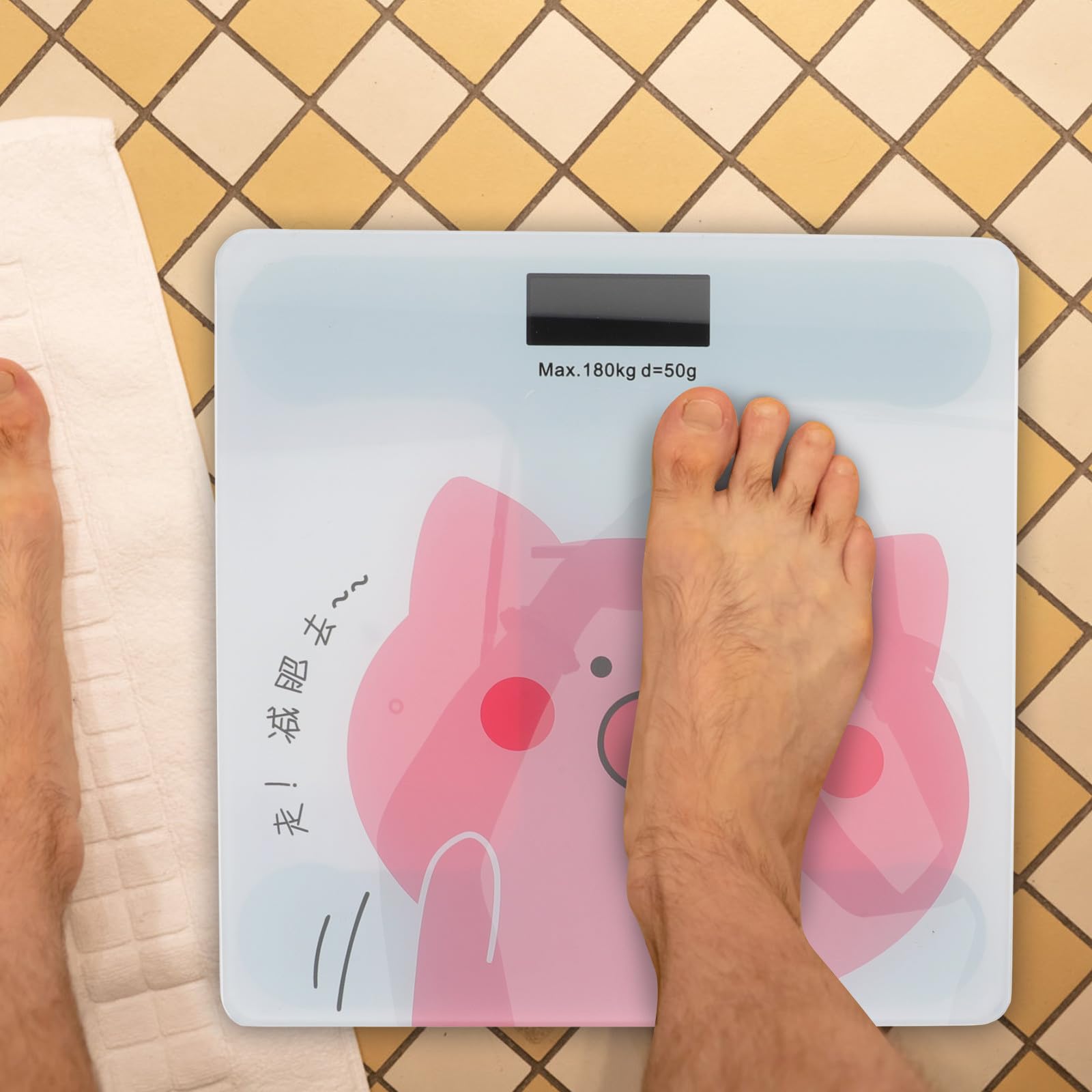 Vaguelly Pèse-personne Numérique Grand Écran Lcd et Verre Trempé, Balance Corporelle Automatique Précise Batterie Intégrée pour Maison et Salle de Bain