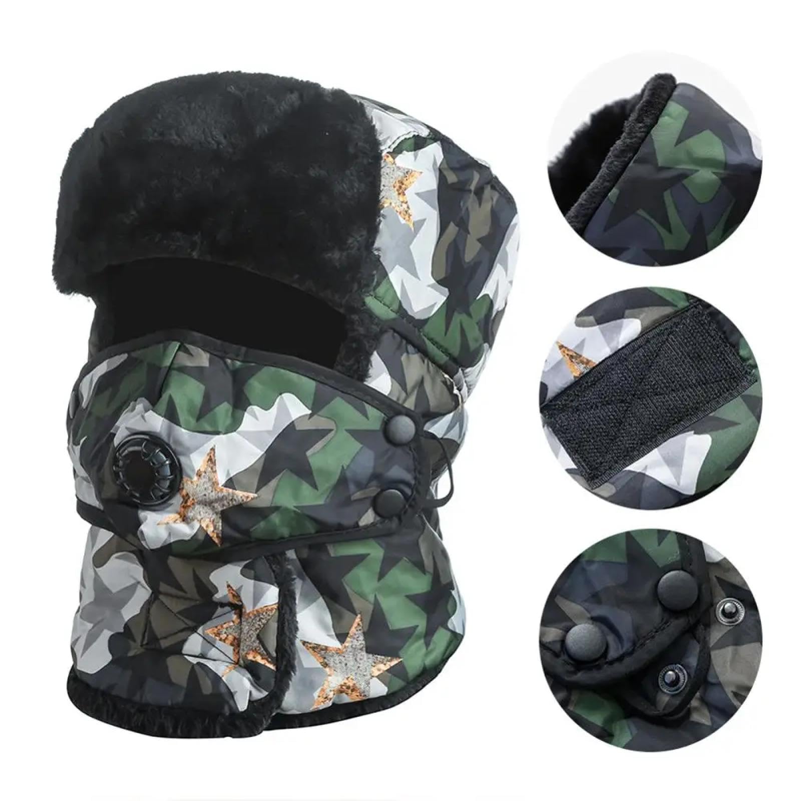 SiVaji Gorros De Punto para Sombrero Tejido Beanie Invierno Cálido Hombres Mujeres Gorras Al Aire Libre Esquí Orejera Cara De Nieve Gorros A Prueba De Viento Calaveras