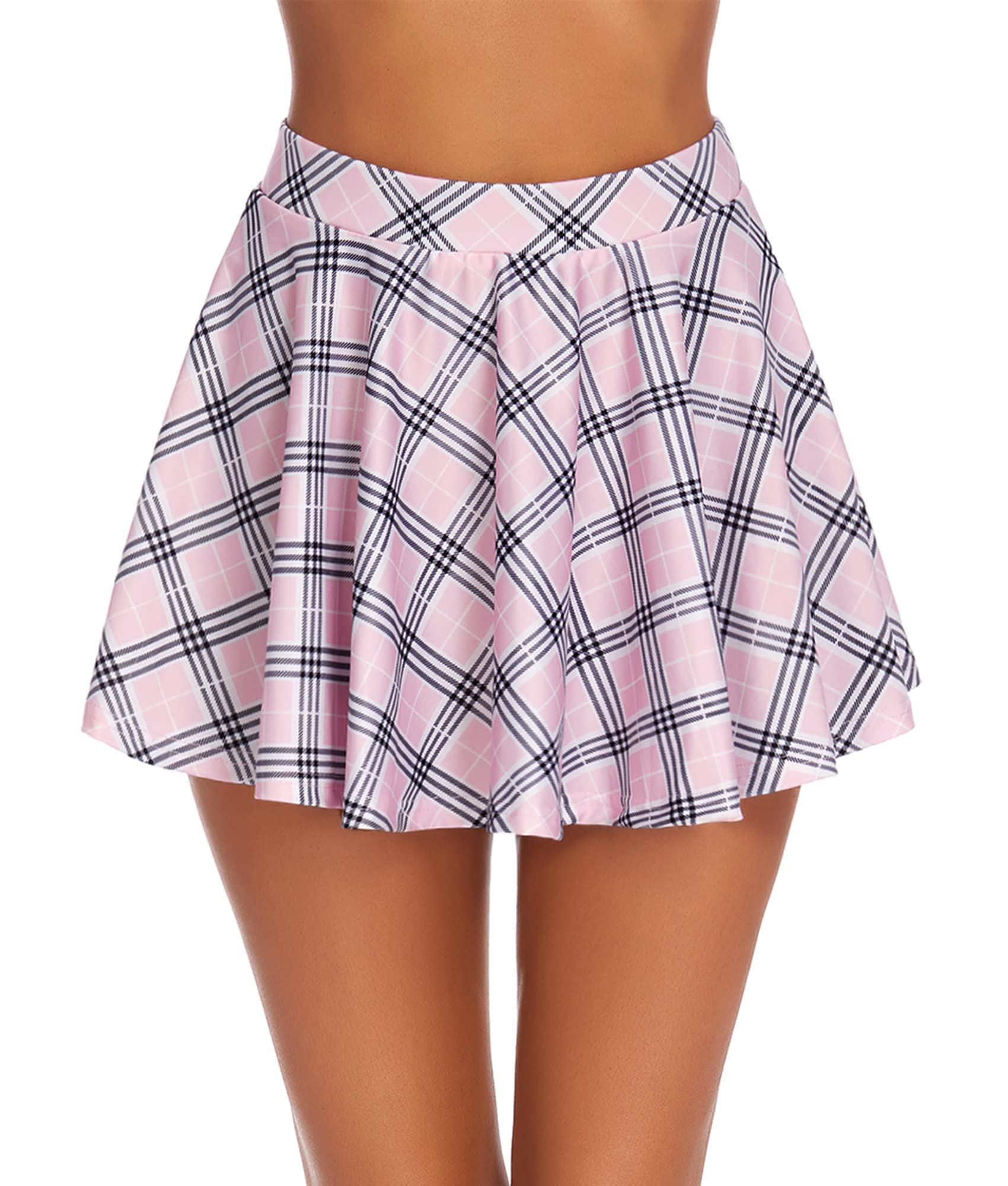 Avidlove Pleated Mini Skirt Plaid Skirts High Waist A Line Skater Skirt for Lingerie Schoolgirl