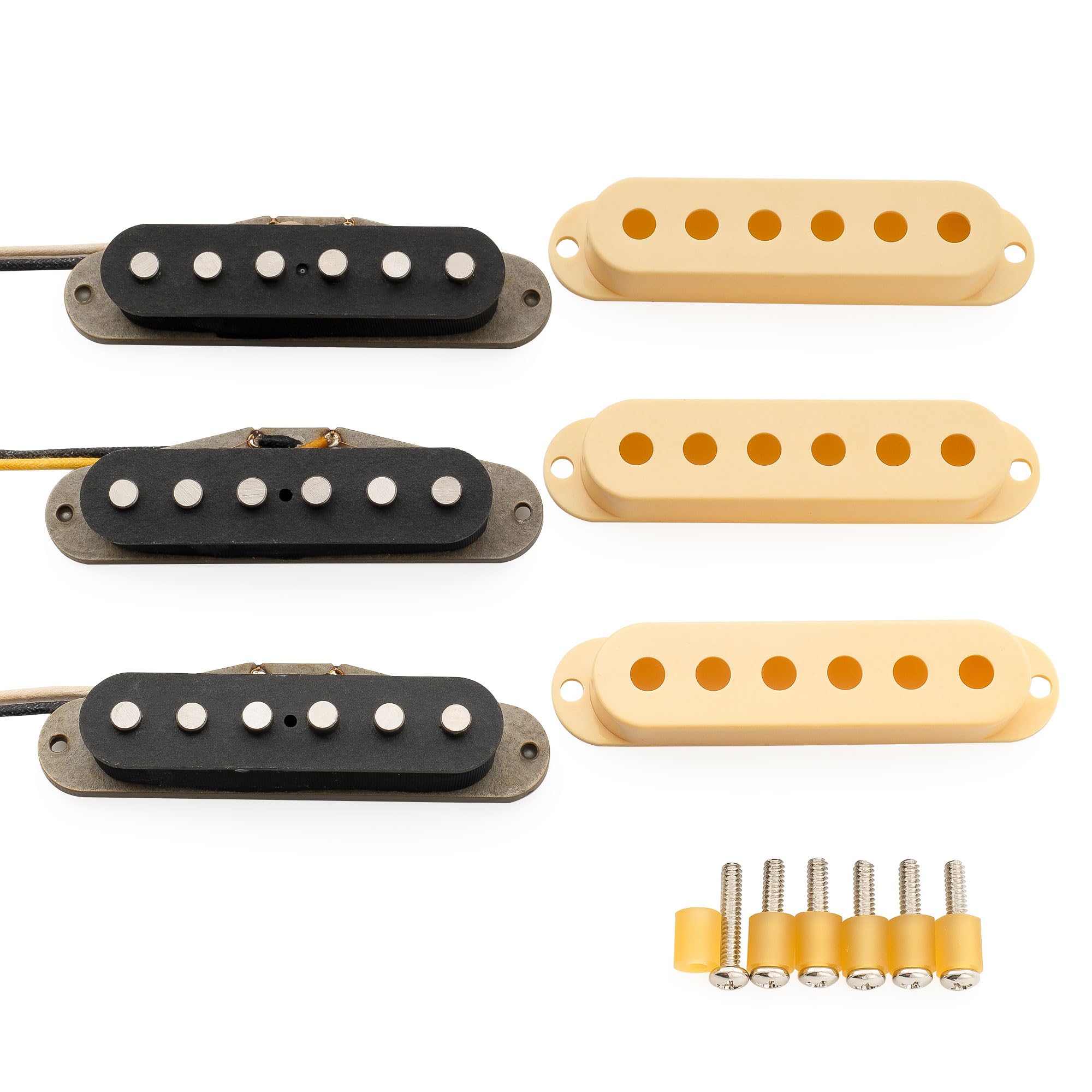 The Revival Pickups RPS6 Jimi Hendrix Vintage Alnico 5 Micros Simple Bobinage Manche Milieu Chevalet pour Guitare électrique Style Strat, Crème