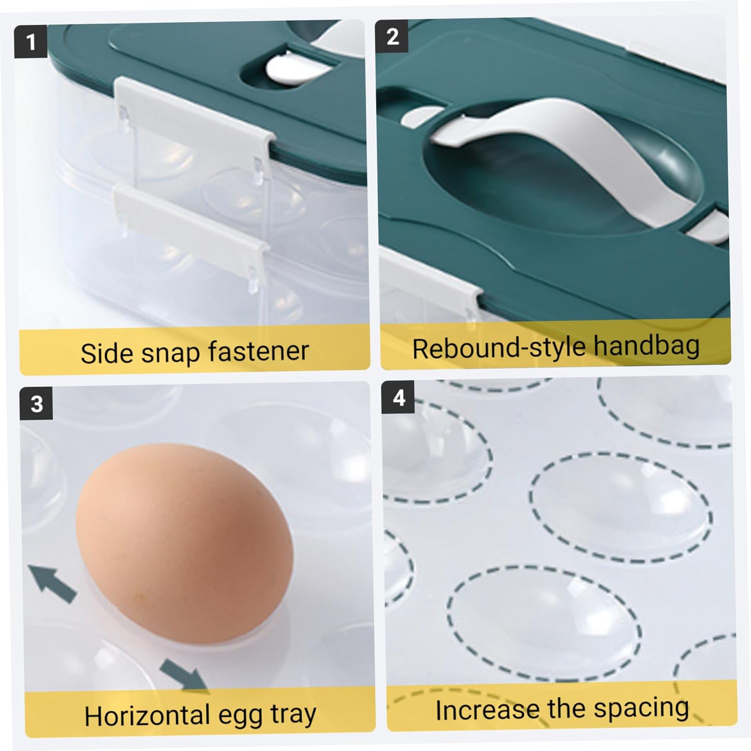 Deviled Egg Containers with Lid 54 Slots Clear Plastic Deviled Egg Tray Carrier Platter with Handle & Snap Lock Stackable Reusable for Fridge, Indoor Decorations