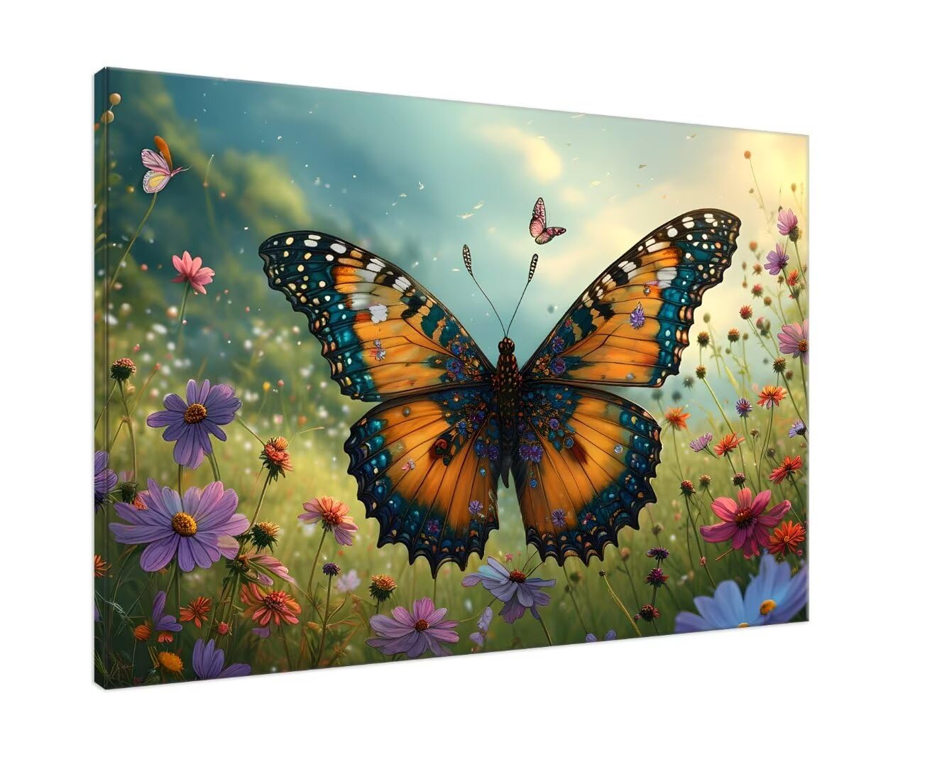Malen Nach Zahlen Erwachsene Schmetterling,Malen Nach Zahlen Chrysantheme Malen Nach Zahlen Kinder,DIY Handgemalt Ölgemälde Set mit Pinseln und Acrylfarben,Deko Wohnzimmer,Ohne Rahmen 90x120cm Hs-440