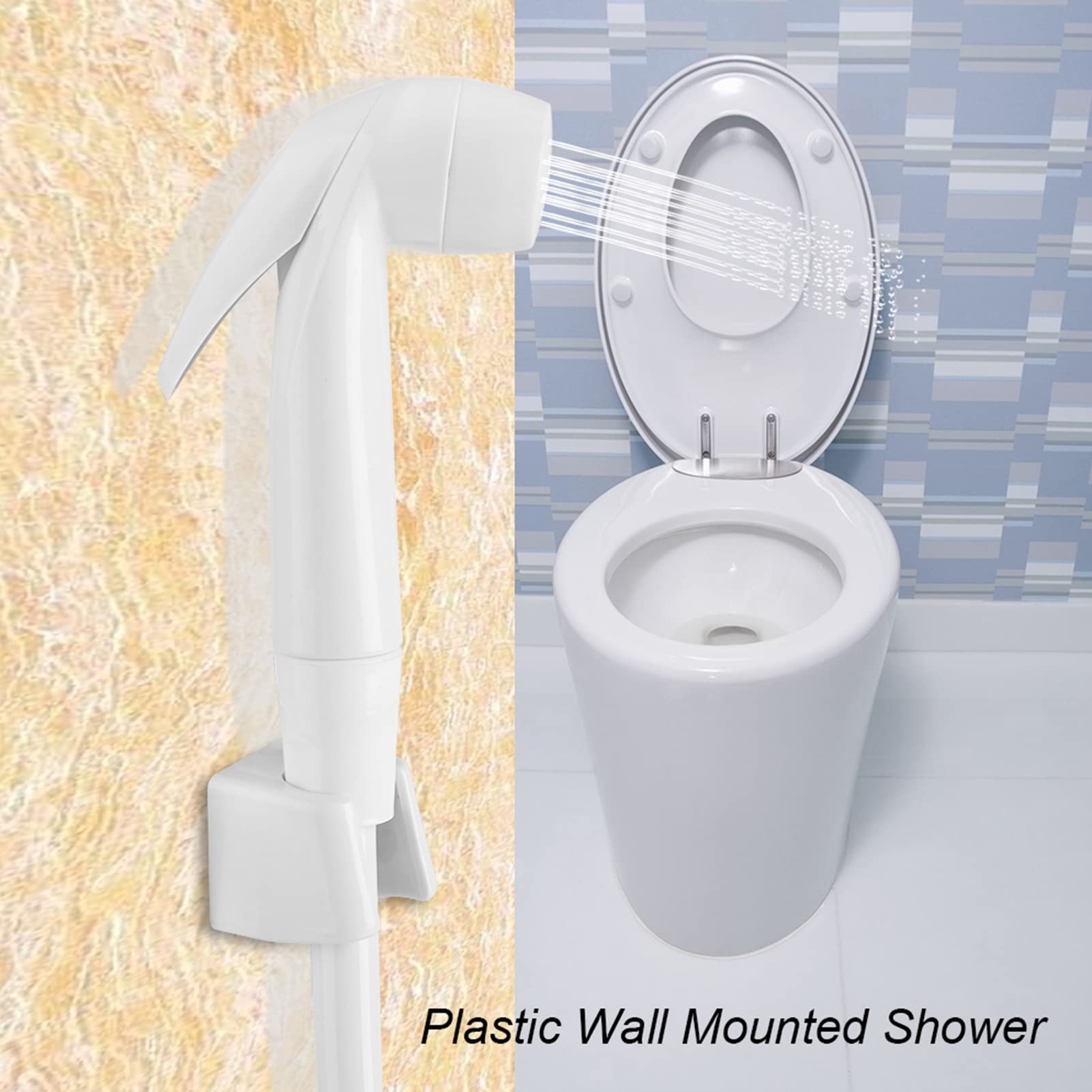 VINGVO Handheld Bidet Sprayer Portable Toilet Water Sprayer Plastic White Modern Wall Mount Multi-functional Powerful Jet Rinsing — view 3