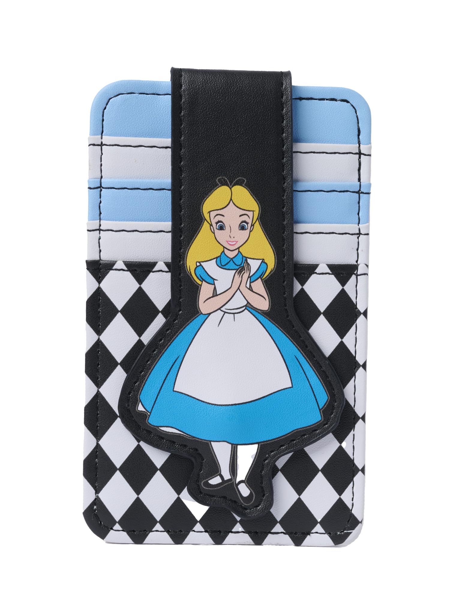Disney Card Holder Women Slim Compact Wallet Small (Alice Black and White)