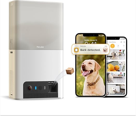 Petcube Bites 2 Lite and Care Coverage Subscription | Interactive WiFi Pet Monitoring Camera with Phone App and Treat Dispenser, 1080p HD Video, Night Vision, Sound and Motion Alerts