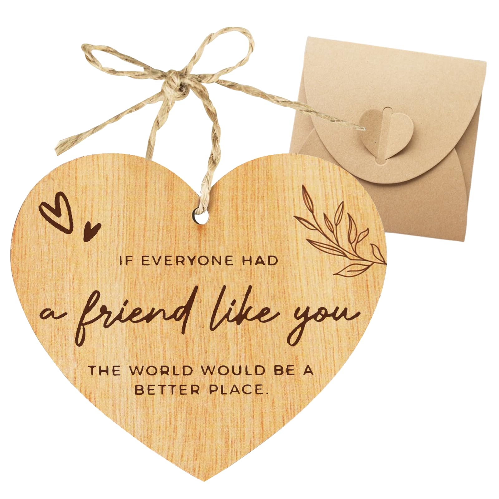 1PCS Wooden Heart Shaped, Best Friend Birthday Gifts, Friendship Gifts for Women, Bestie Gifts, Special Friend Gifts with Kraft Paper Box