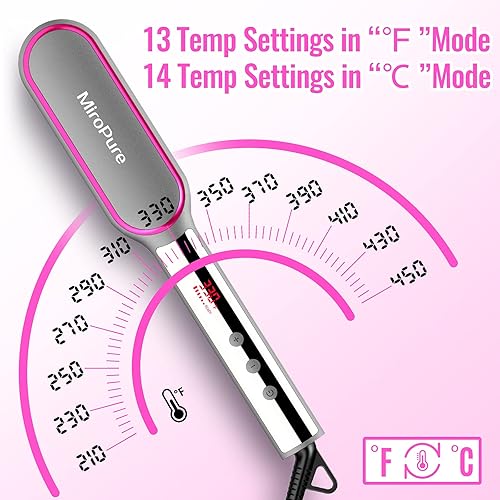 Miniatura 2 de Miropure - Cepillo alisador de pelo con generador lónico infrarrojo dientes de calentamiento 3D control de temperatura preciso y antiescaldaduras y