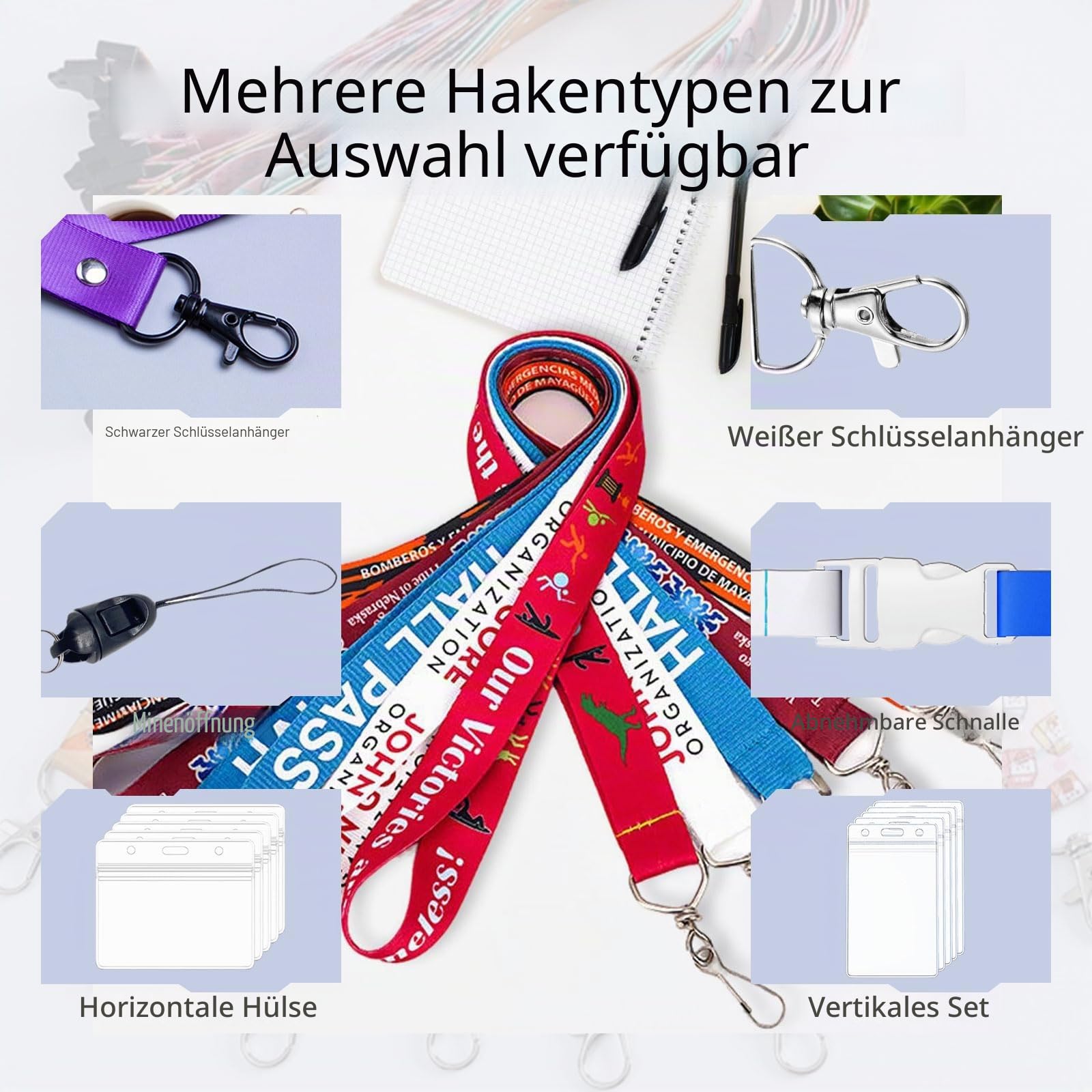 1-1000Stk Personalisiertes Lanyard, kundenspezifisches Lanyard, personalisierte Halsbänder mit Bild/Logo/Name/Text, personalisiertes Halsband für Ausweis-Badge-Halter, Büro, Geschäft