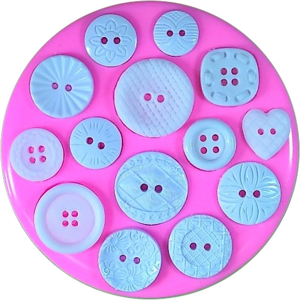 Fancy Buttons 14 different Sizes & Patterns Silicone Mould Mold for Cake Decorating Cake Cupcake Toppers Icing Sugarcraft Tool by Fairie Blessings