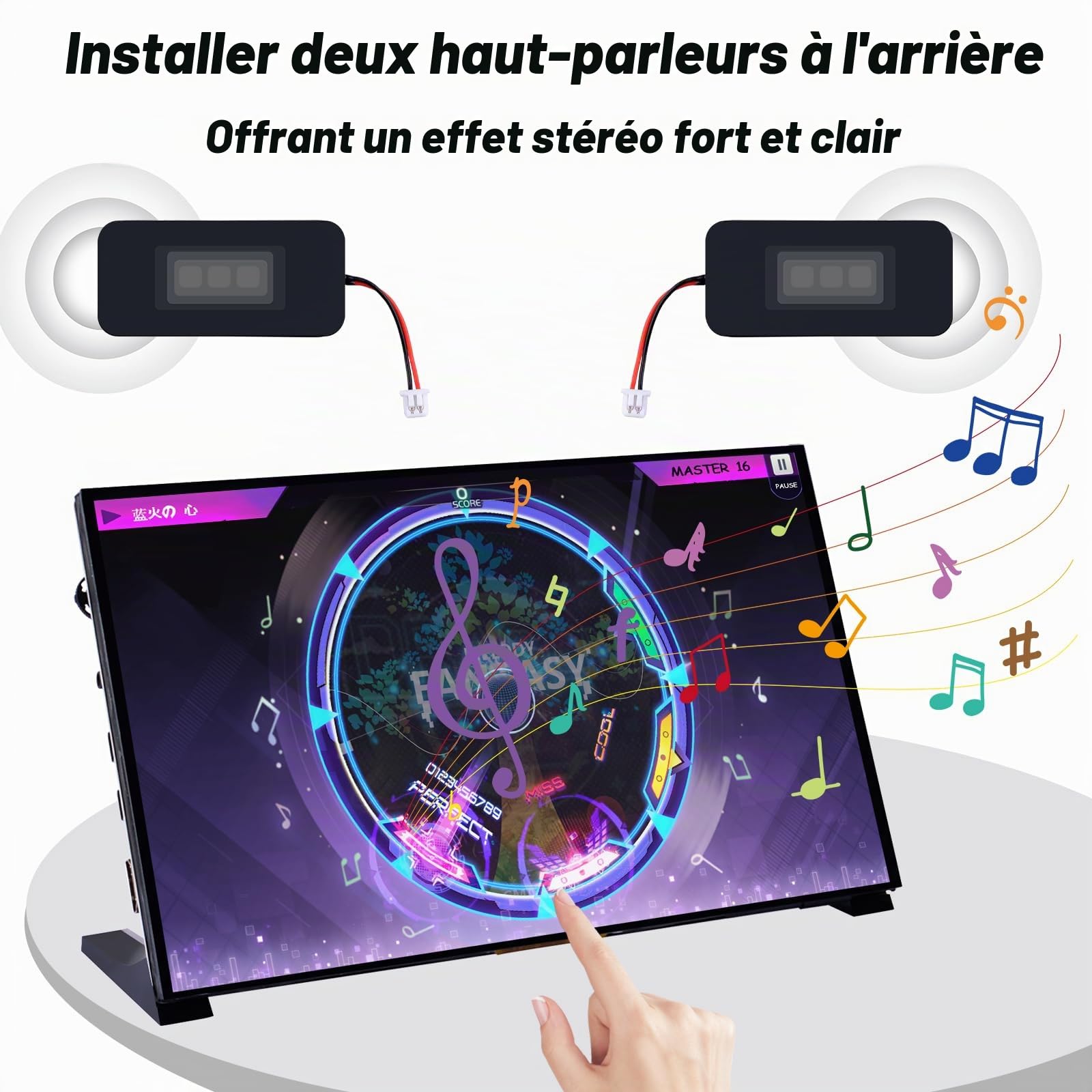 GeeekPi Écran Tactile capacitif de10.1 Pouces, Moniteur HDMI IPS 1024x600, écran LCD avec Double Haut-Parleur pour Raspberry Pi 5/4B/3B+, avec Trou de Montage pour Installer la Carte Raspberry Pi