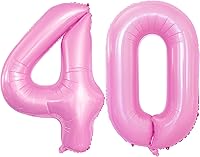 Vista 204 de GOER Globos con el número 80 para decoraciones de fiesta de cumpleaños número 80, globos de helio de aluminio jumbo de 42 pulgadas para 80 Oro rosa