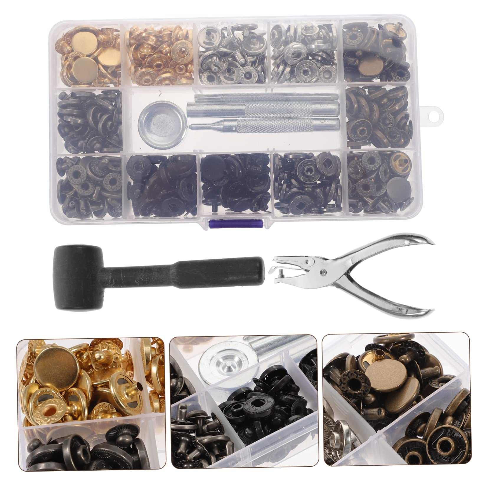 Kit de Broches de Presión Metálicos para Ropa y Cuero con Colores y Herramientas para DIY Chaquetas Jeans Bolsos Pulseras