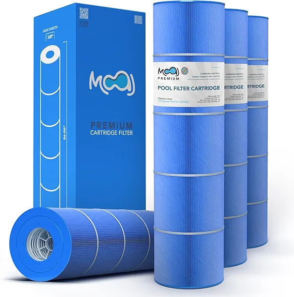 MOAJ Premium Pool Filter 4-PACK Replaces Pentair CCP420, Clean And Clear Plus 420, R173576, PCC105, PCC105-PAK4, Filbur FC-1977, Unicel C-7471, JCQ420, PLESL105 | 26" x 7" | Asepsis-Infused Filtration