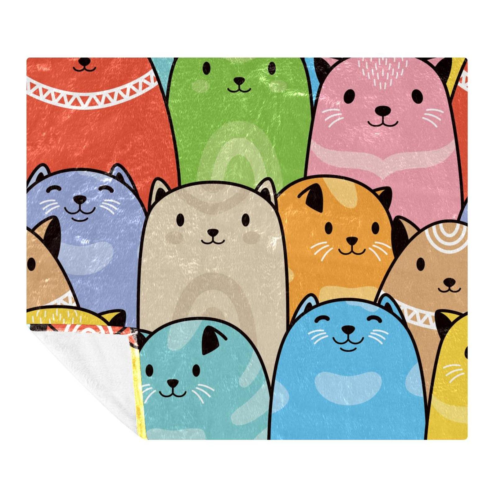 Couverture polaire de literie beaux chats colorés pour la maison