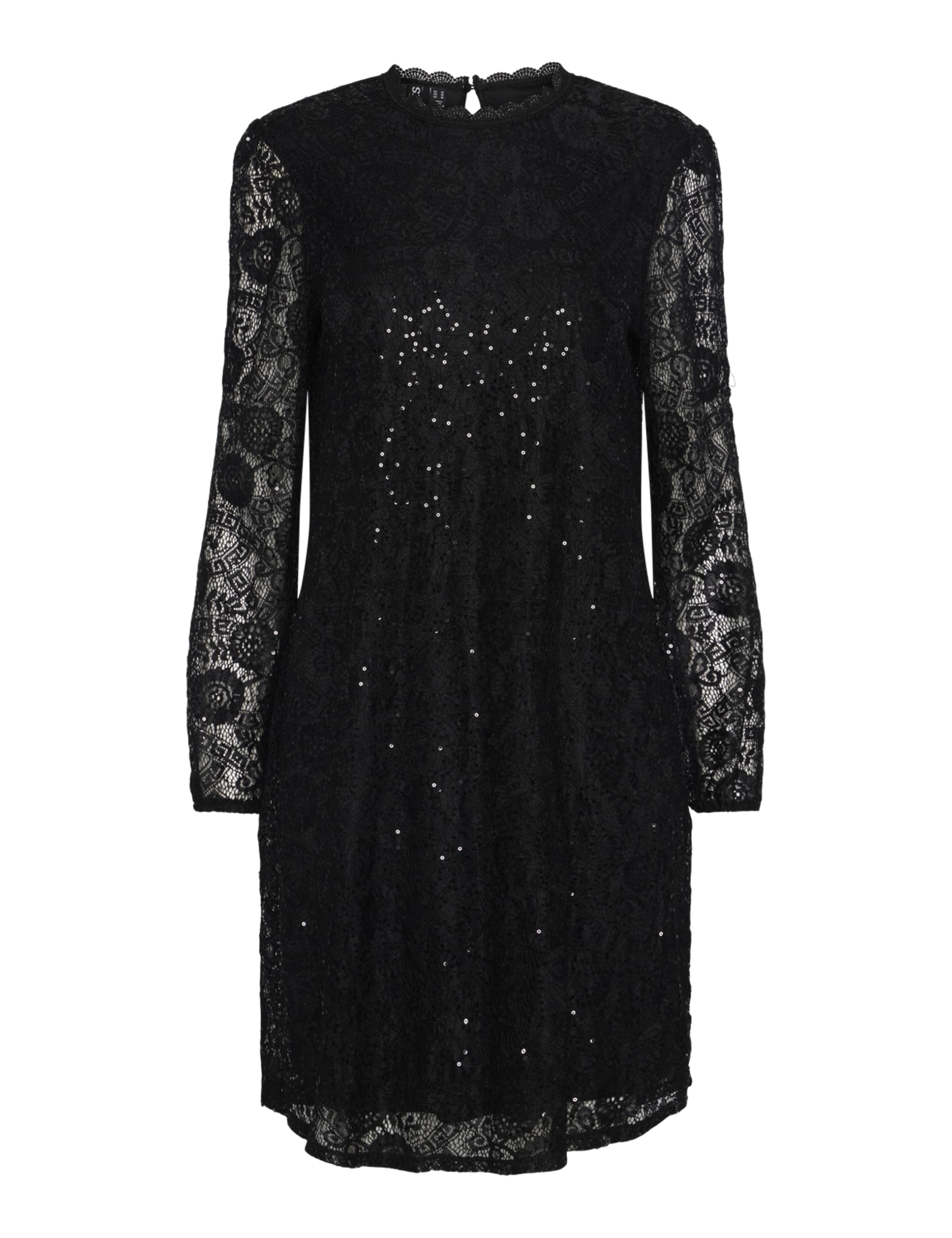 PIECES Women's Pcolline Ls Lace Sequins Dress Noos CP Dress, Black, S