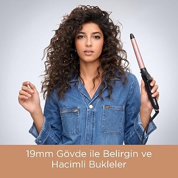 BaByliss Saç Maşası Rose Quartz, 210 Derece, 19mm Gövde, Kuvars-Seramik Kaplama, 6 Dijital Isı Ayarı, C450E