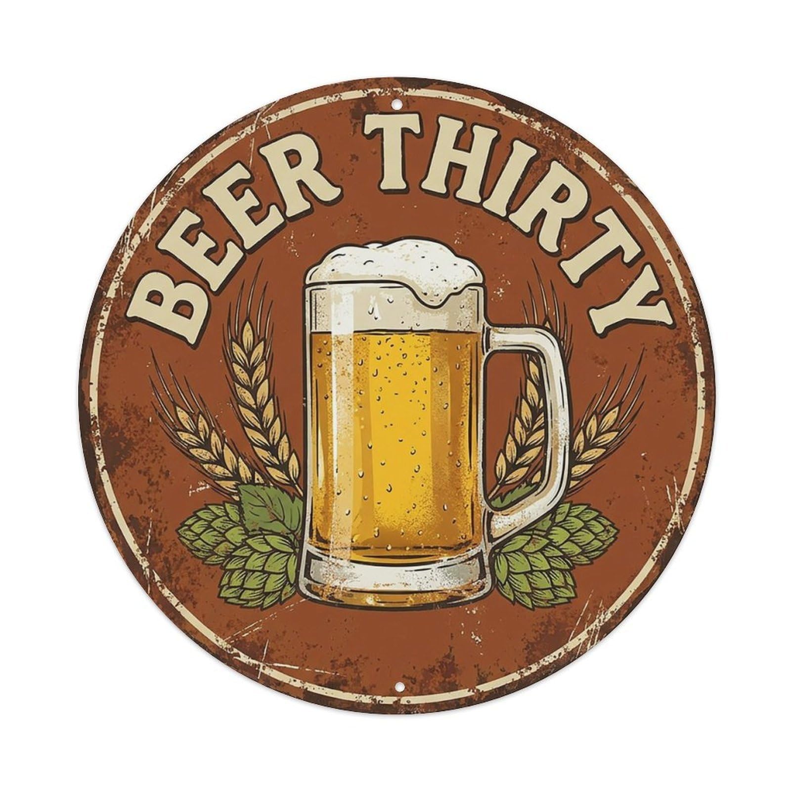 Vintage Beer Breweriana Beer Thirty Retro Bar for Pub Vintage Metal Tin Sign Plaque Wall Decor for Cafe, Club Bar, Office, Garden Metal Poster 8x8Inch