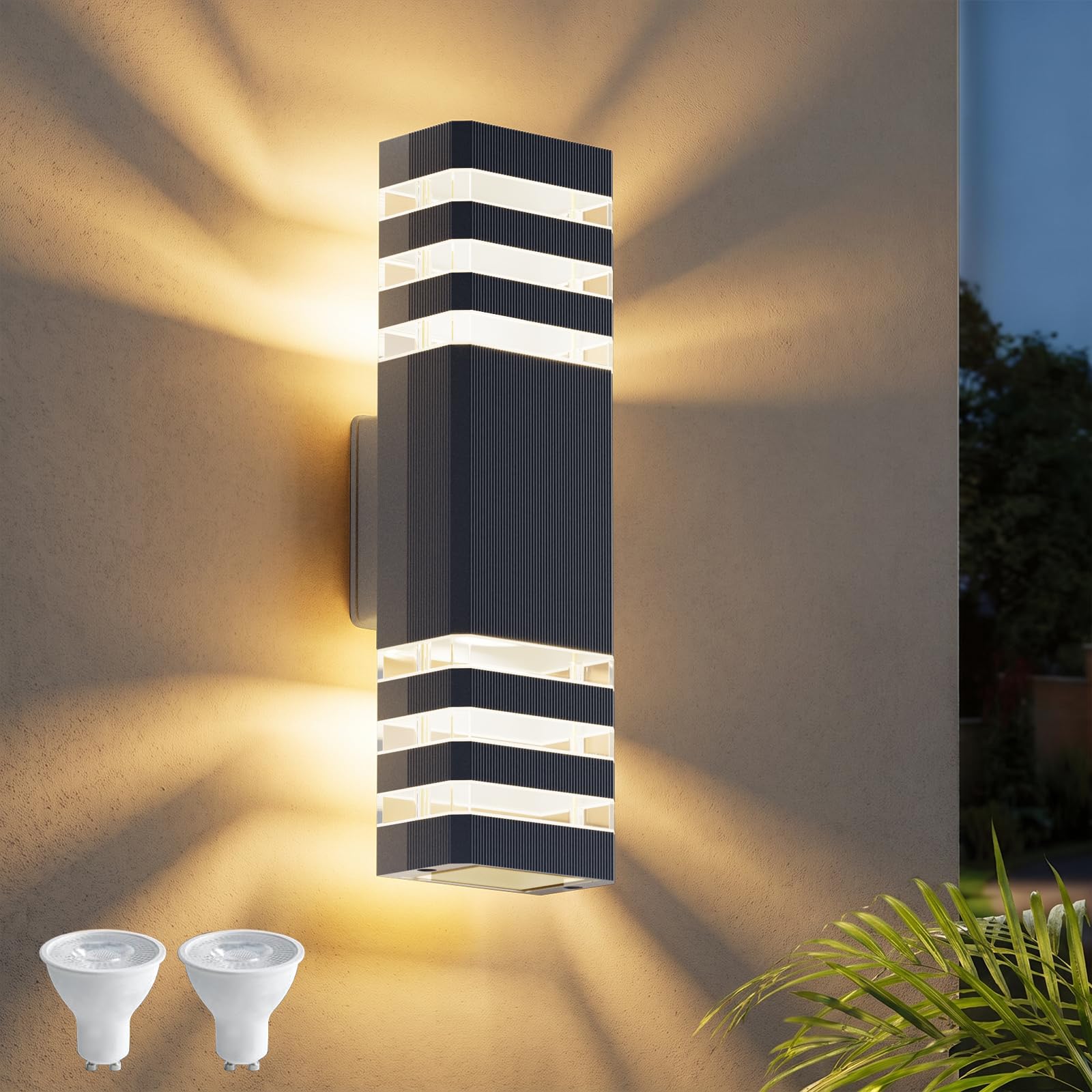 Klighten LED Lampada da esterno, Applique da esterno GU10 Up Down 3000K bianco caldo | IP65 Applique per interni/esterni, balcone, giardino, garage e corridoio|Antracite