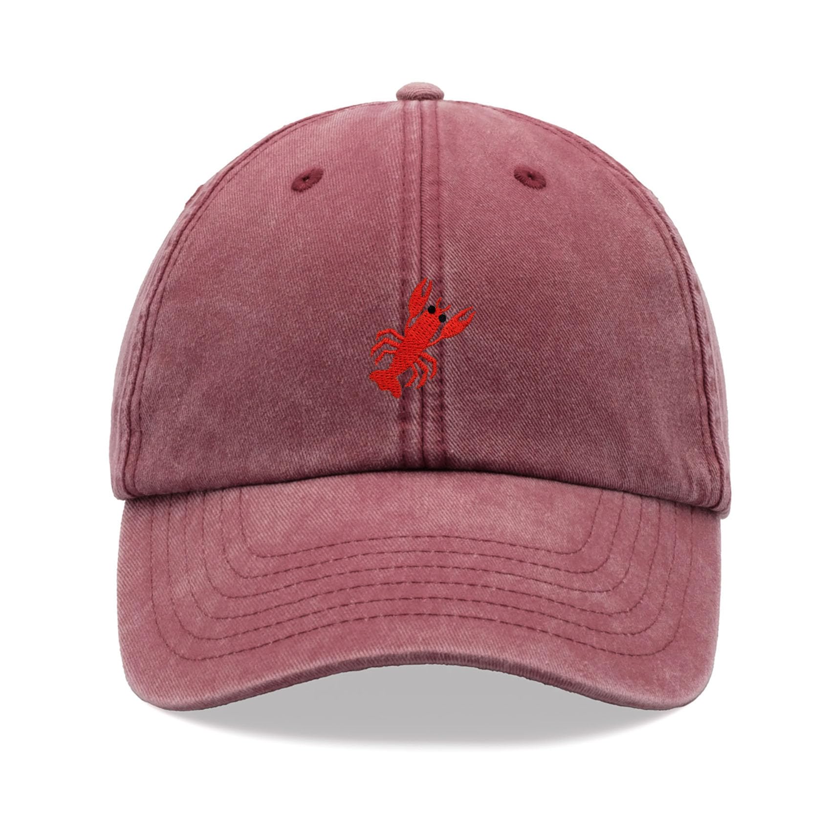 Lobster Baseball Cap Vintage Washed Unisex Dad Hat Adjustable Red