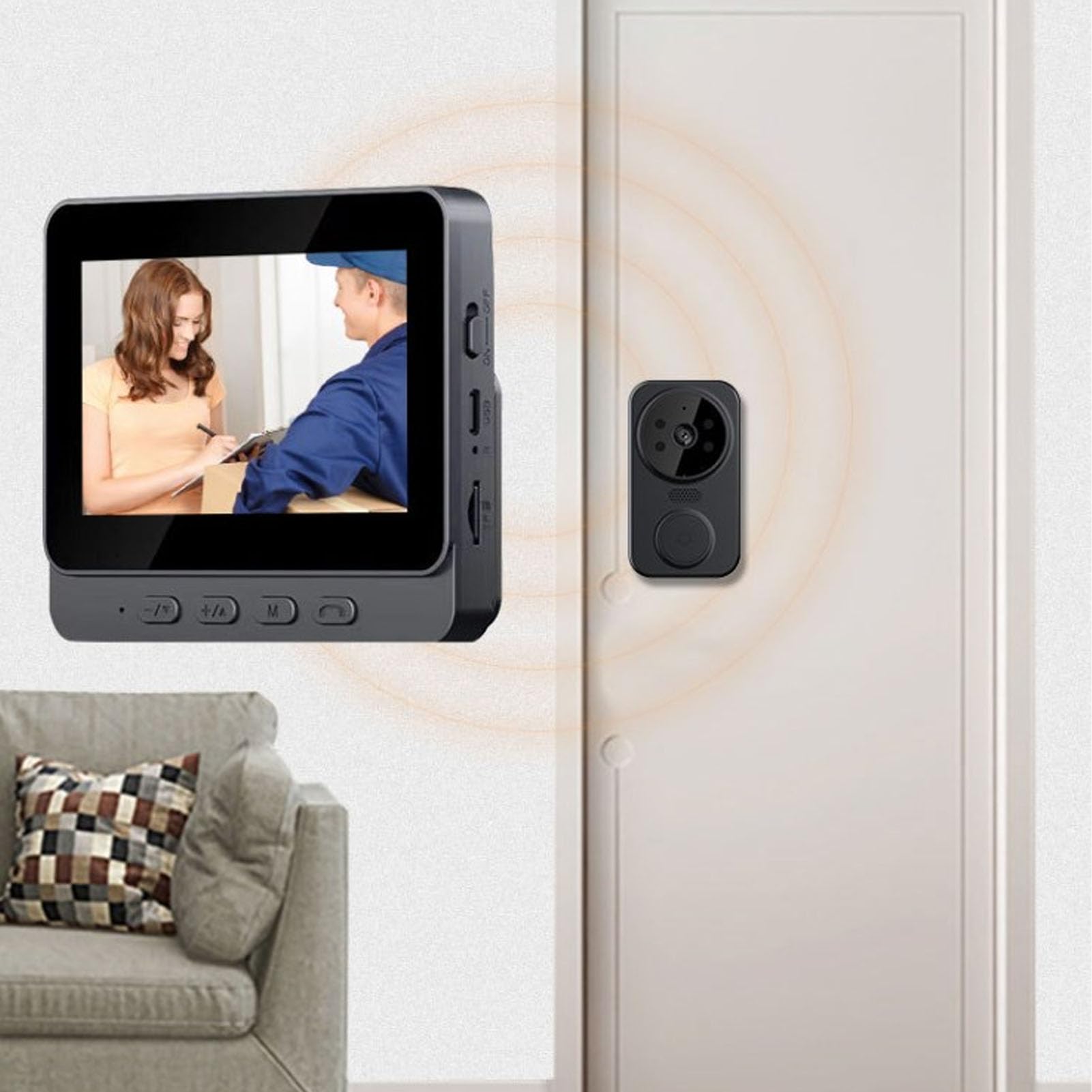 Cámara de Timbre con Vídeo, Pantalla Clara de 4,3 Pulgadas, Timbre Inteligente con Intercomunicador Inalámbrico con Visión Nocturna de Gran Angular de 170 Grados de 8MP 1