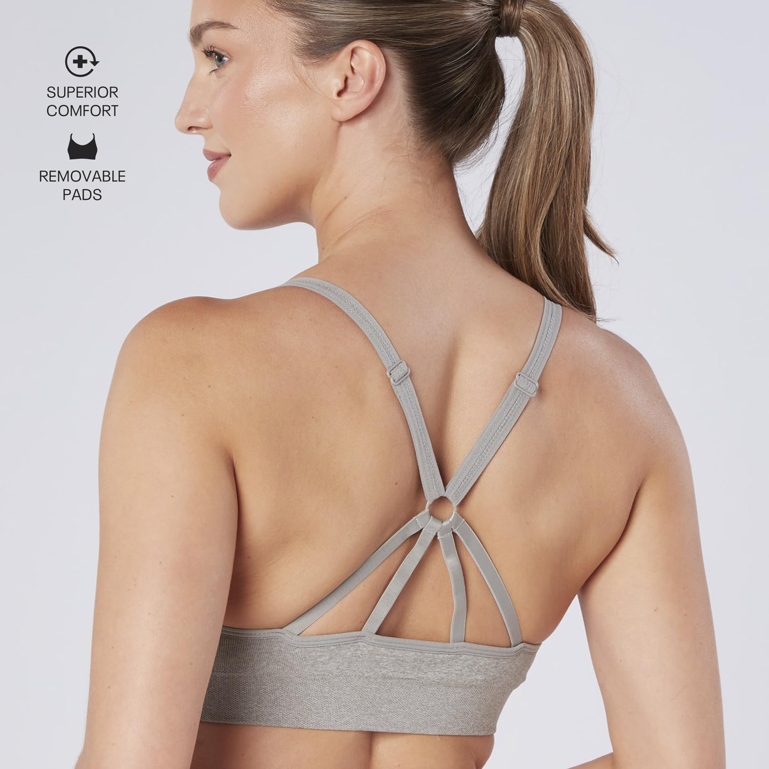Reebok Damski biustonosz sportowy bez szwów | Biustonosz sportowy z wiązaniem na szyi (halter) | Wysokie wsparcie, bez fiszbinów, komfortowy