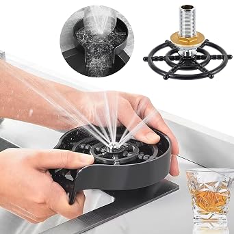 Sink Glass Rinser Washer Kitchen Bar Top Cup Bottle Automatic Washers 304 Stainless Steel High Pressure,1 Pack