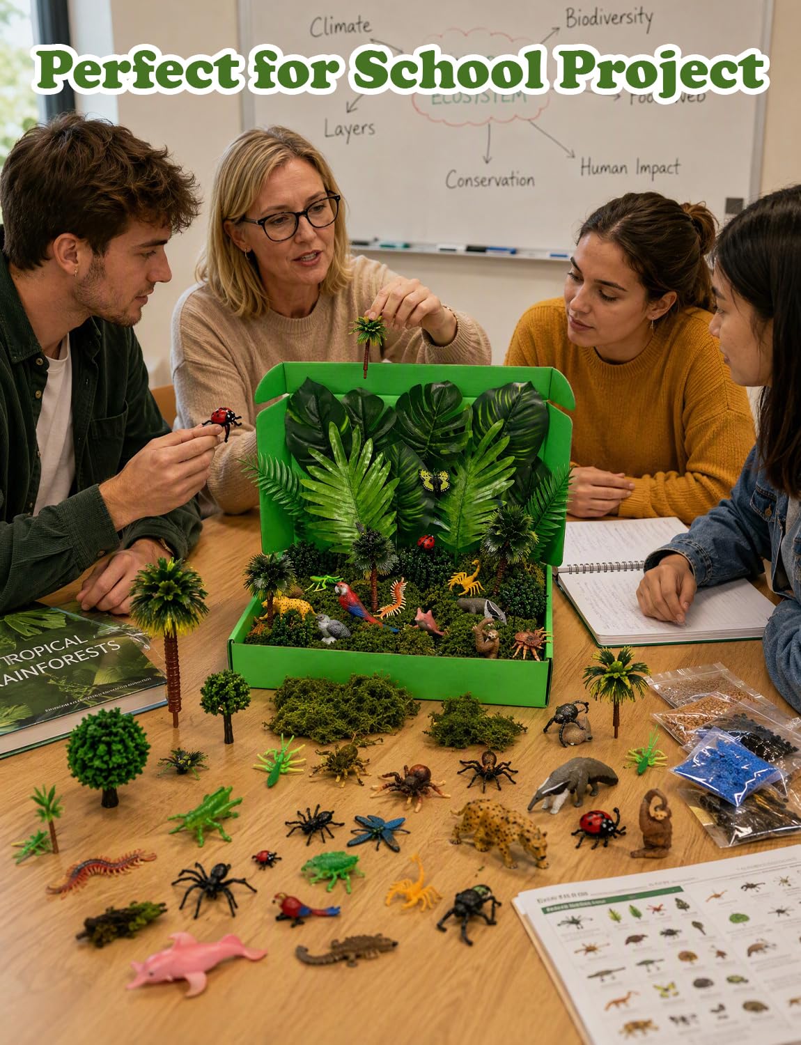 WDAHDHP Kit di 45 figure di animali della foresta pluviale e del deserto