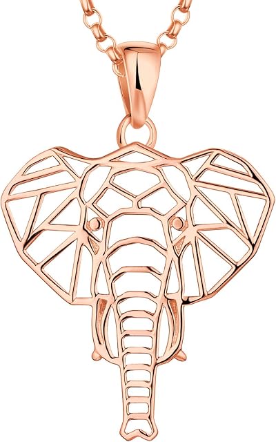 JO WISDOM Women Elephant Necklace,925 Sterling Silver Lucky Animal Amulet Pendant Necklace