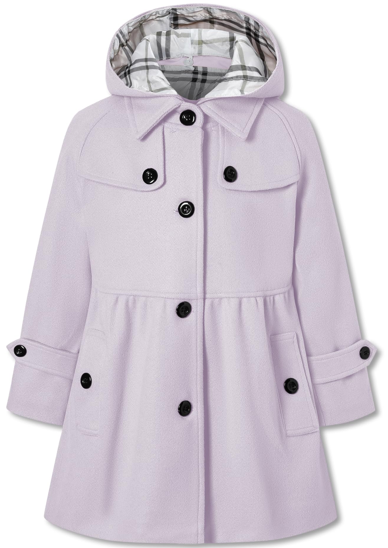 Betusline Girls' Dress Coat Hoodie Wool Blend Coats Fall Winter Peacoat