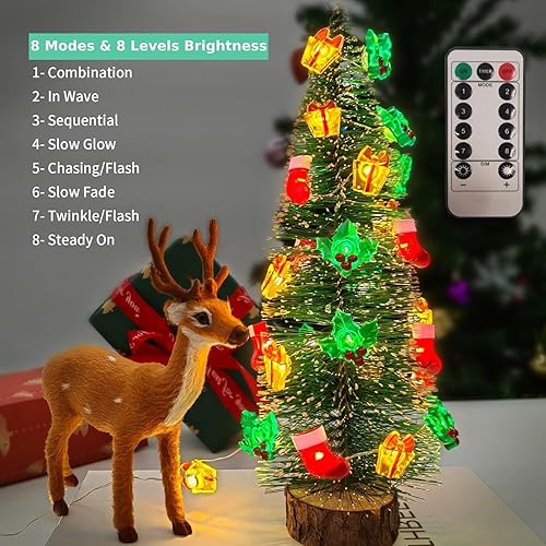 Miniatura 3 de Guirnalda de luces de Navidad, luces de Navidad de 10 pies, 30 LED, color blanco cálido, medias de Navidad, cajas de regalo, luces de hadas,