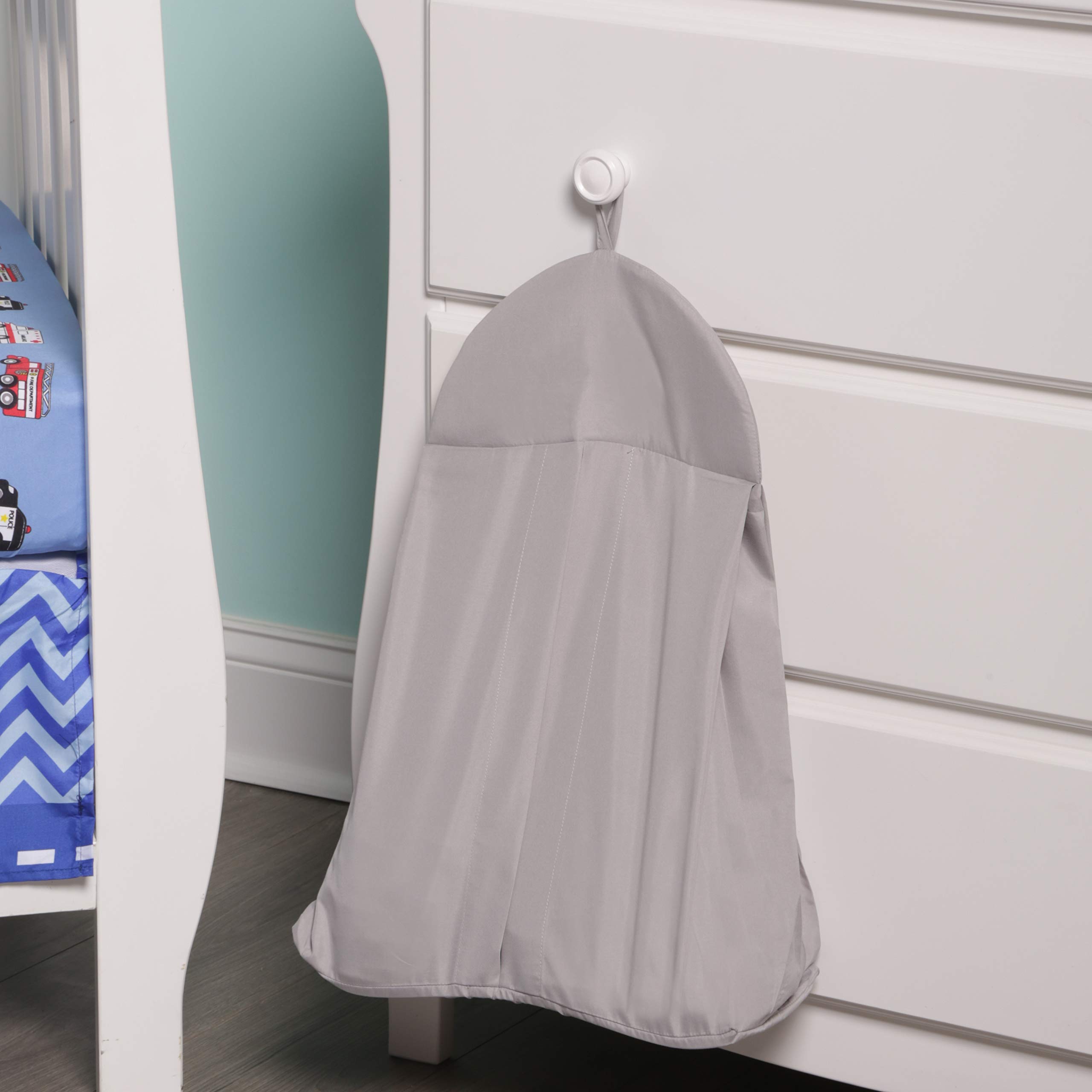 EVERYDAY KIDS Hanging Nursery Diaper Storage Organizer Portable Foldable Diaper Caddy Stacker, Machine Washable and Roomy Space - Gray Diaper Stacker