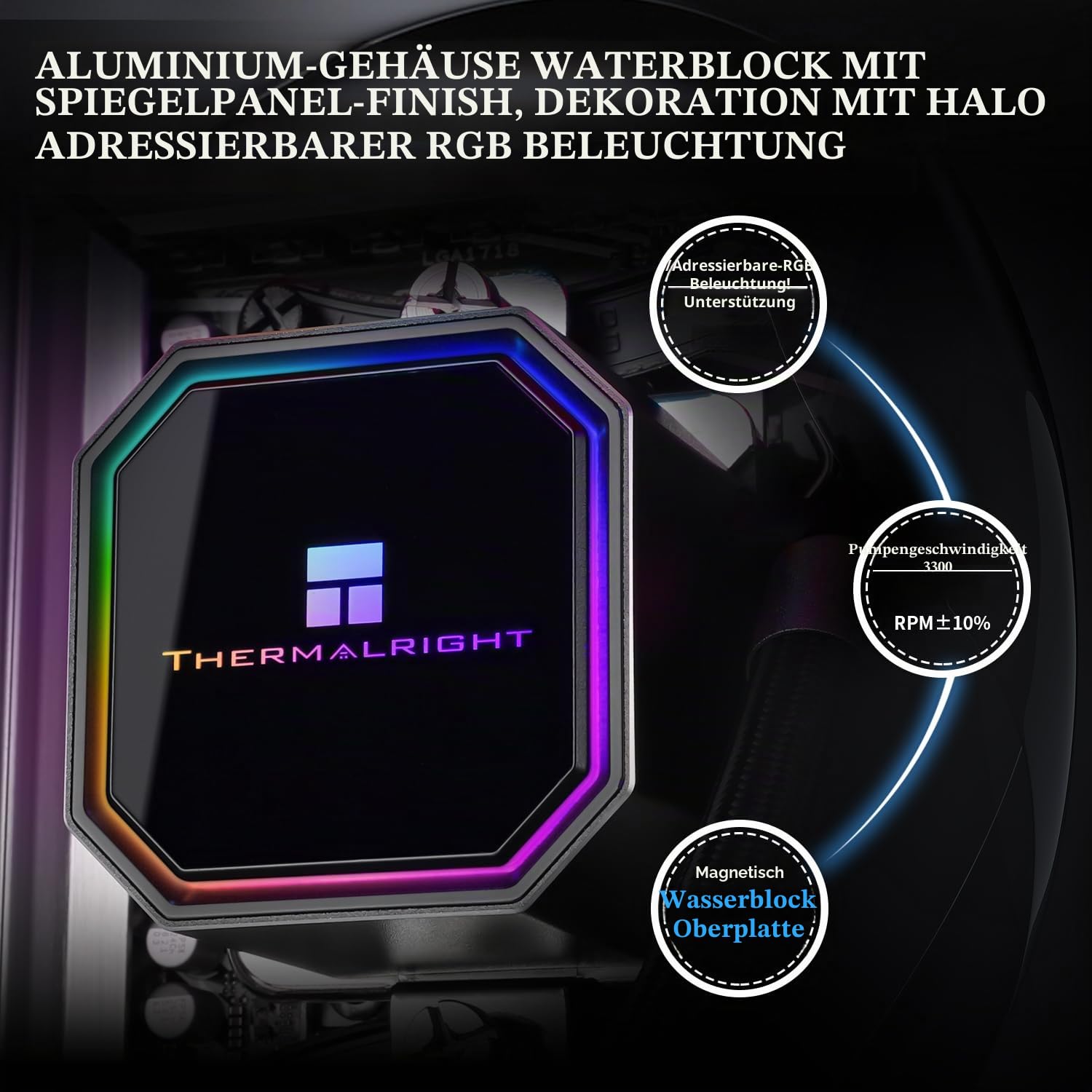 TR Frozen Prism 360 BLACK ARGB CPU-Flüssigkeitskühler mit 120 mm PWM Lüfter, integrierter Kühlkörper für AMD/AM4/AM5, INTEL 1700/1150/1151/1200/2011