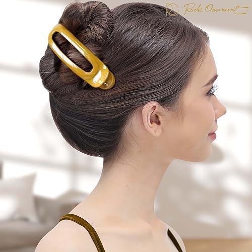 Miniatura 3 de RC ROCHE ORNAMENT 6 pinzas para mujer, diseño de pico de pato clásico francés con ojal ovalado para decoración de cabello, agarre firme, accesorio