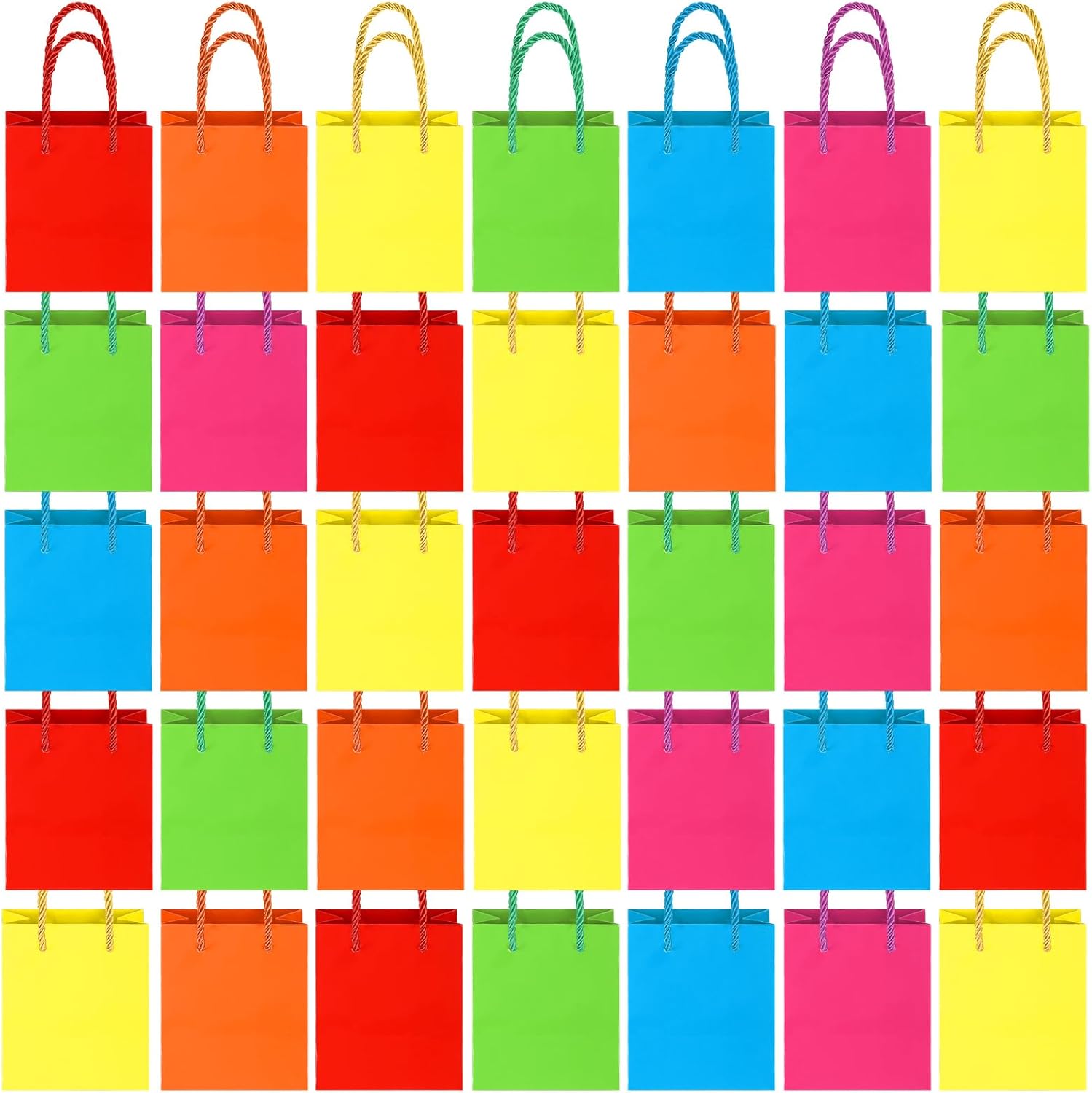 Harloon 60 Pcs Mini Paper Gift Bags Bulk Rainbow Assorted